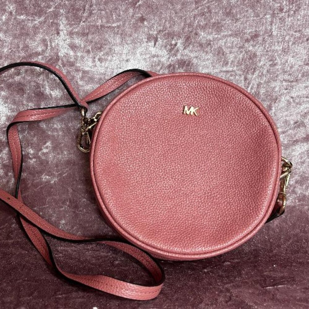 Michael Kors Pink Leather Canteen Circular Crossbody Bag